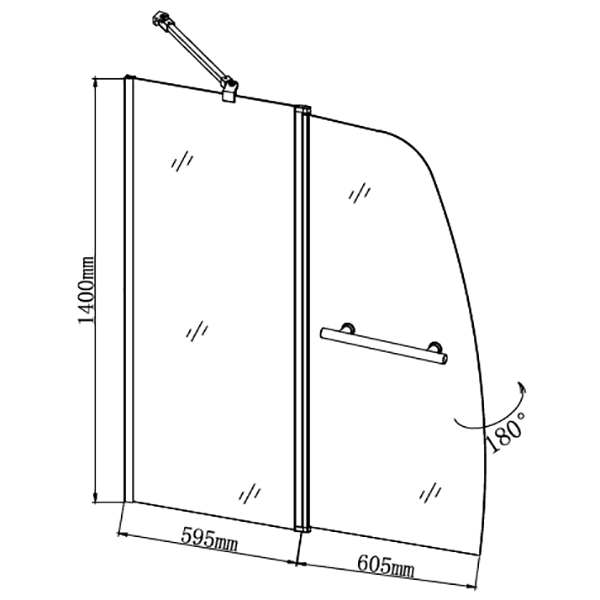 Шторка на ванну Grossman GR-100/2 120x140, с полотенцедержателем, стекло прозрачное, профиль хром - фото 1