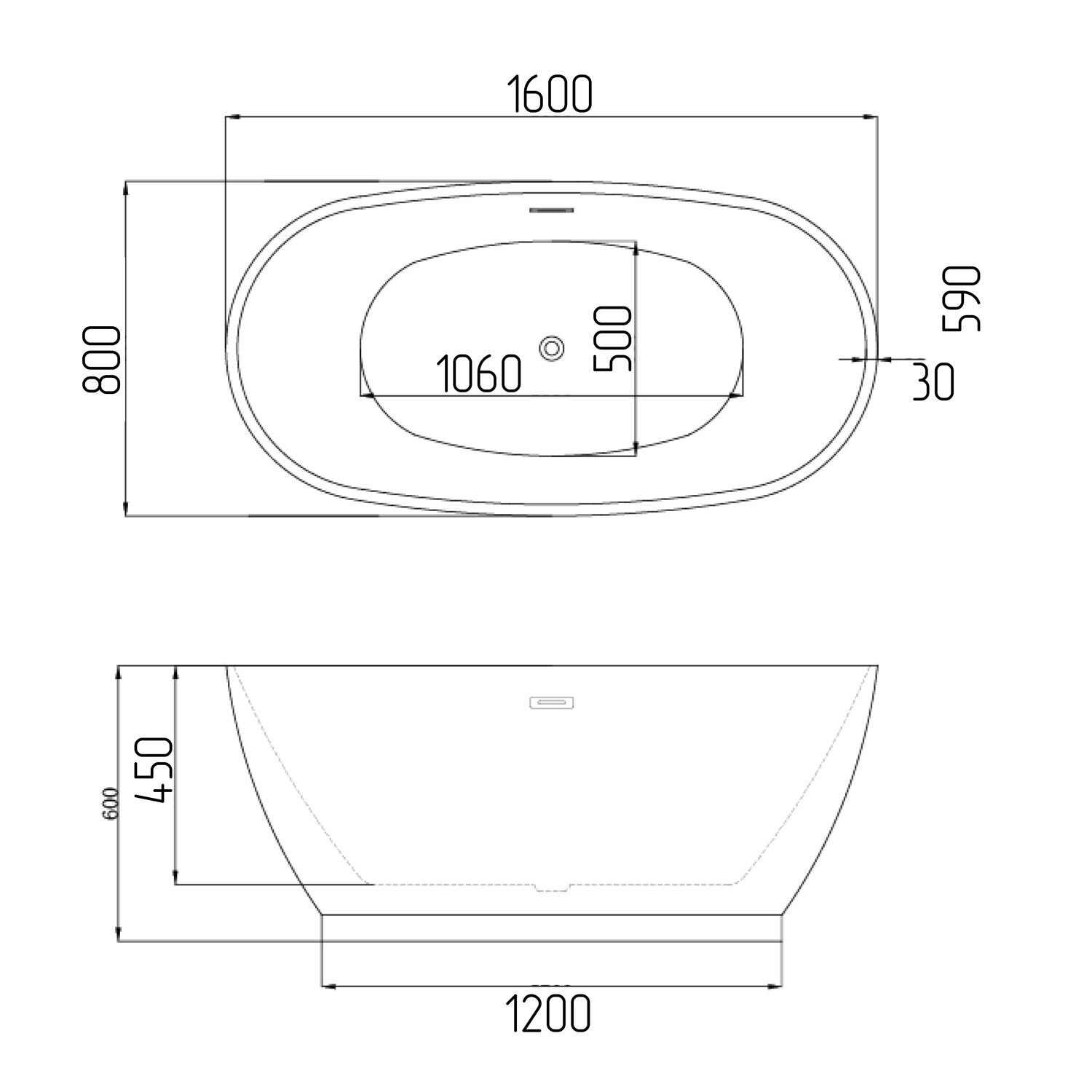 Ванна Grossman Classic GR-2602 160x80, цвет белый глянцевый - фото 1