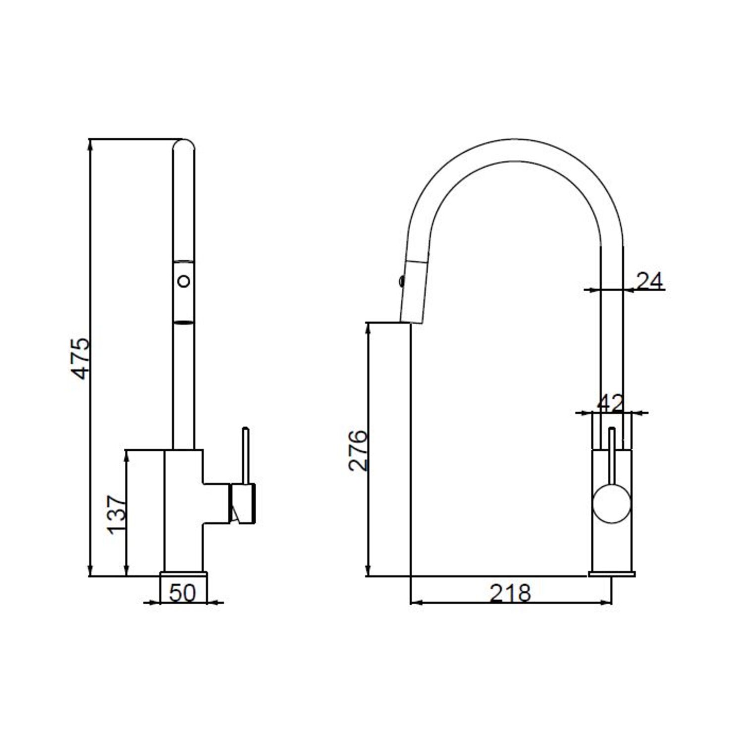 Смеситель Vincea City VKF-2C1GM для кухни, с выджвижным изливом, цвет вороненая сталь - фото 1