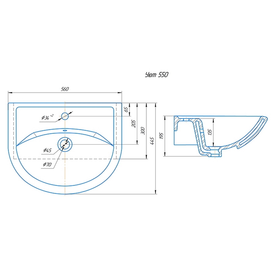 Мебель для ванной Оника Коралл 55, цвет белый