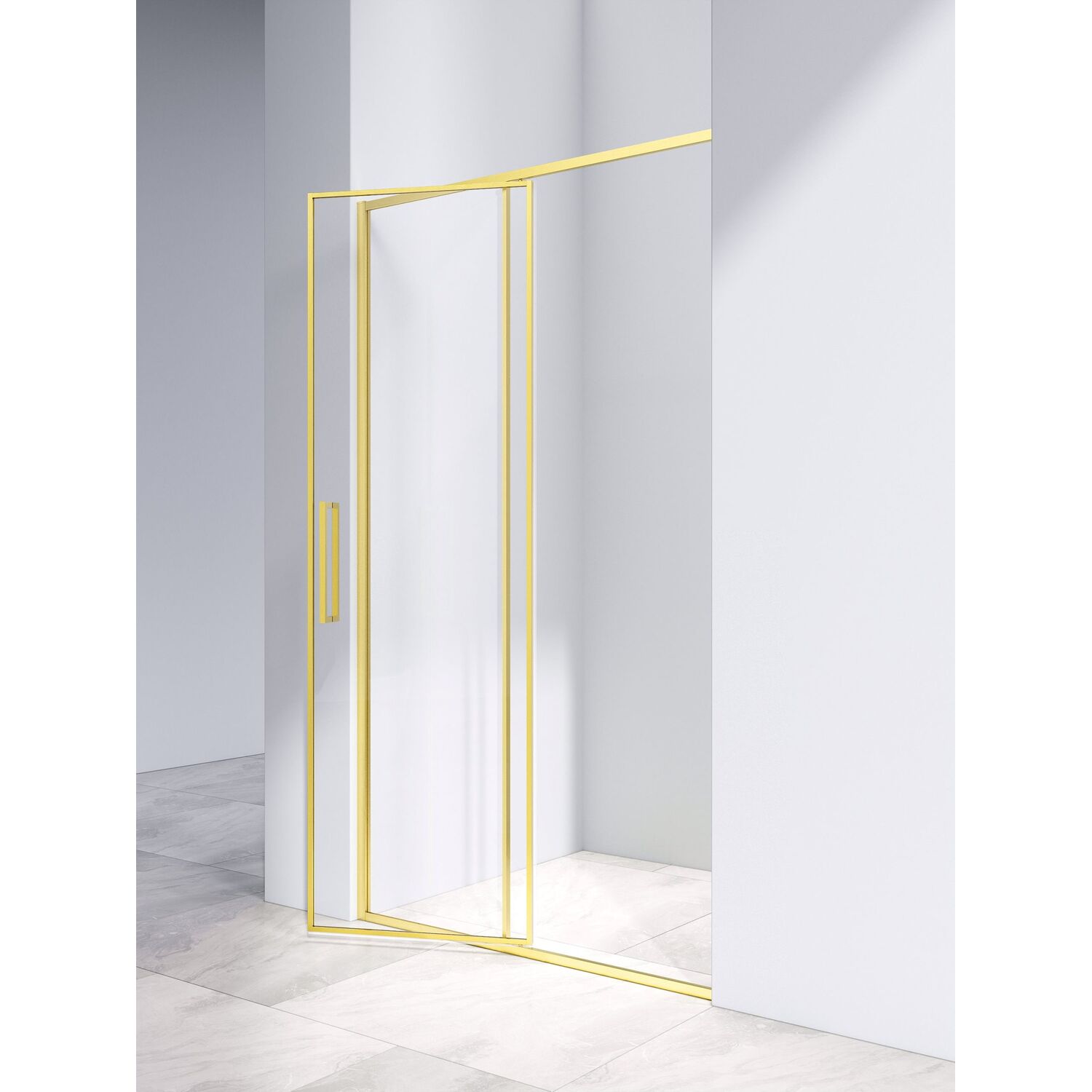 Душевая дверь Vincea Slim VDP-4SL 120x195, стекло прозрачное, профиль брашированное золото - фото 1