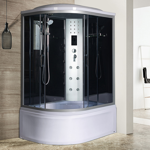 Душевая кабина River Dunay 120/80/44 ТН R 120x80, правая, стекло тонированное, профиль хром матовый, с крышей, с гидромассажем