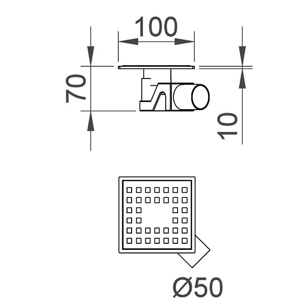 Душевой трап RGW Shower Drain SDR-14, боковой выпуск, цвет хром, 11x11 см - фото 1