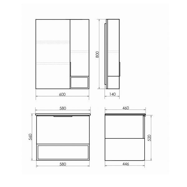 Мебель для ванной Comforty Франкфурт 60 с раковиной Comforty 60e, цвет бетон светлый - фото 1