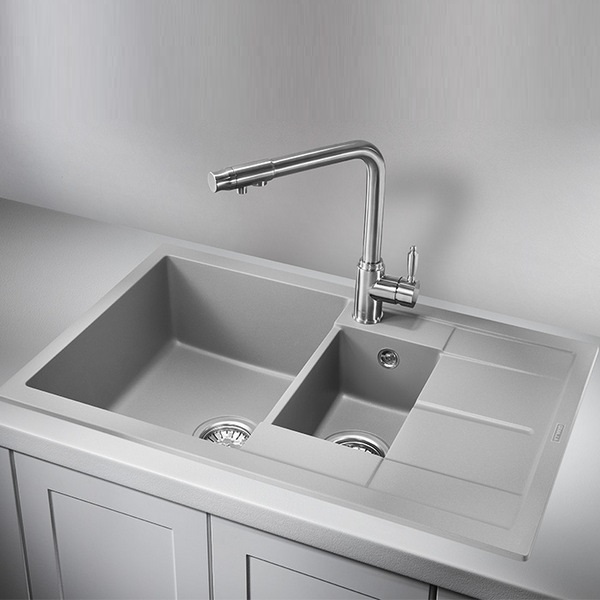 Кухонная мойка Granula GR-7802 AL 78x50, 2 чаши, с крылом, цвет алюминиум - фото 1