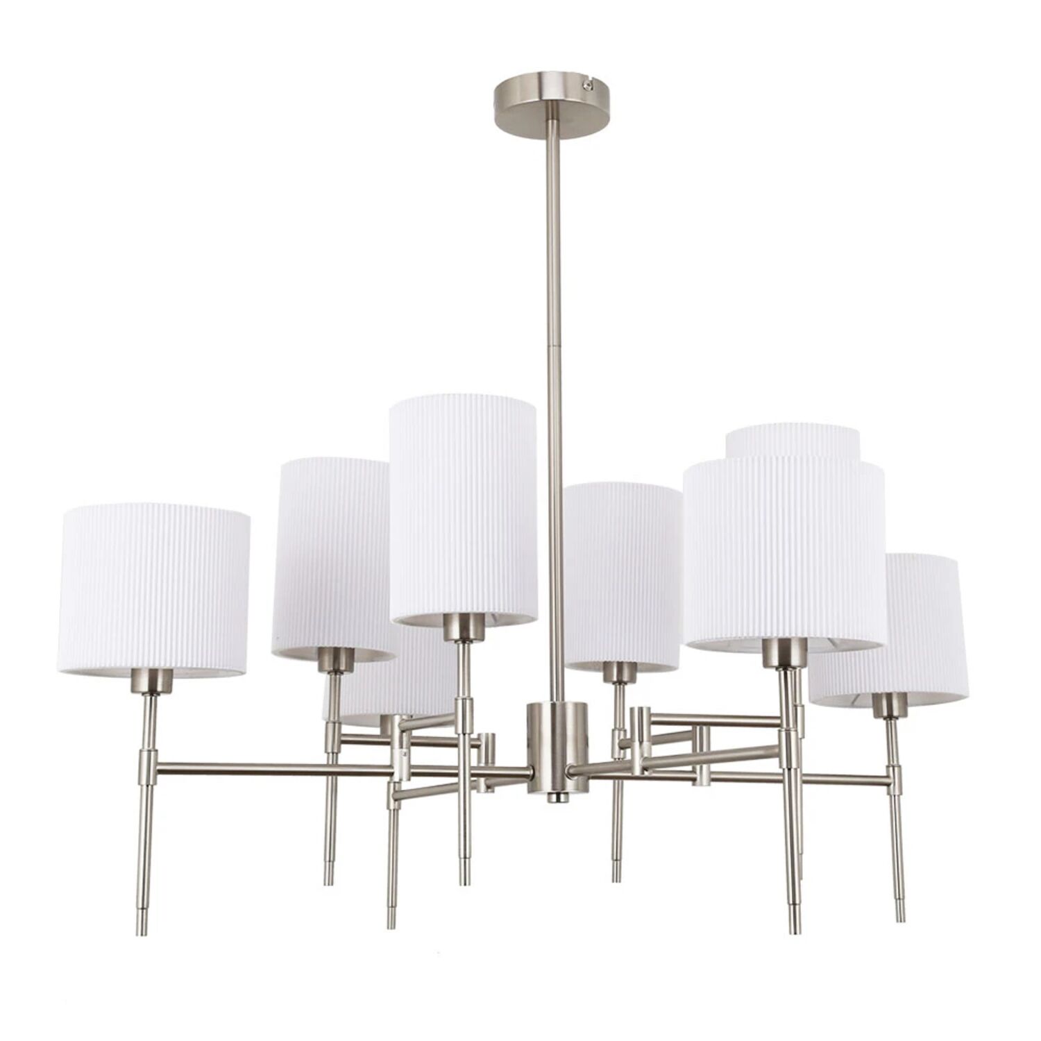 Подвесная люстра Arte Lamp Debora A4108LM-8SS, арматура матовое серебро, плафон ткань белая