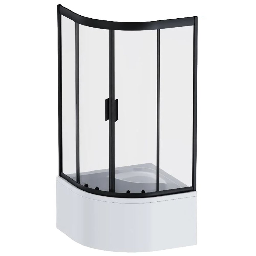 Душевой уголок AM.PM Gem Deep 1/4 Rond 90x90, стекло прозрачное, профиль черный матовый