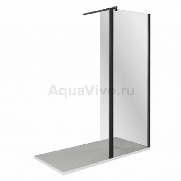 Душевая перегородка Good Door Walk In SP2-80-C-B 28х80х195, стекло прозрачное, профиль черный, с дополнительной панелью, со штангой