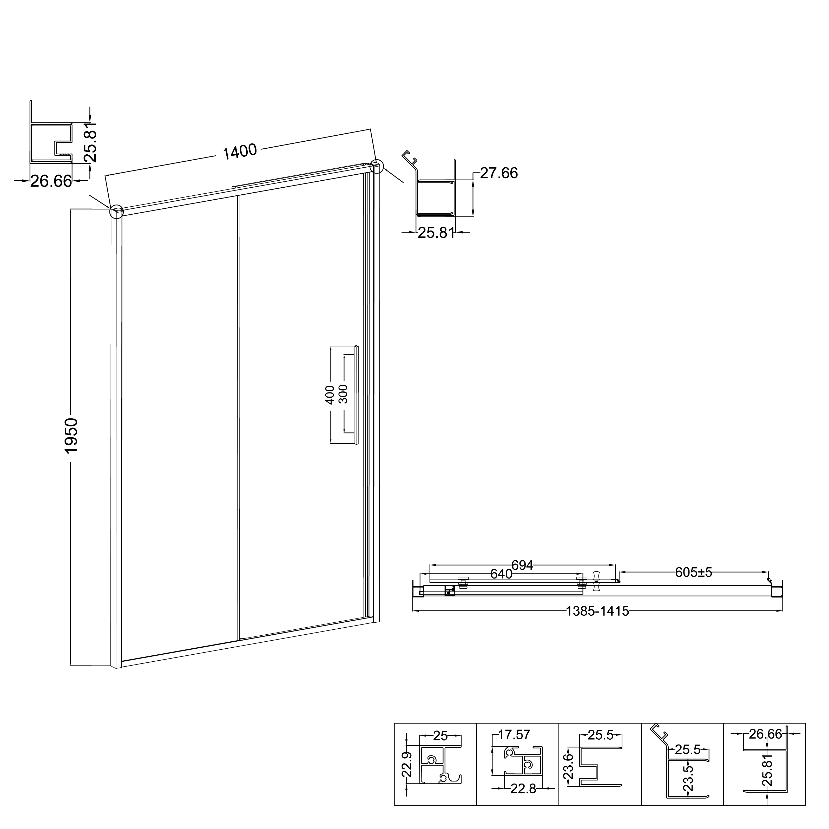 Душевой уголок Niagara Nova NG-84-14AB-A90B-34 140x90, стекло прозрачное, профиль черный матовый