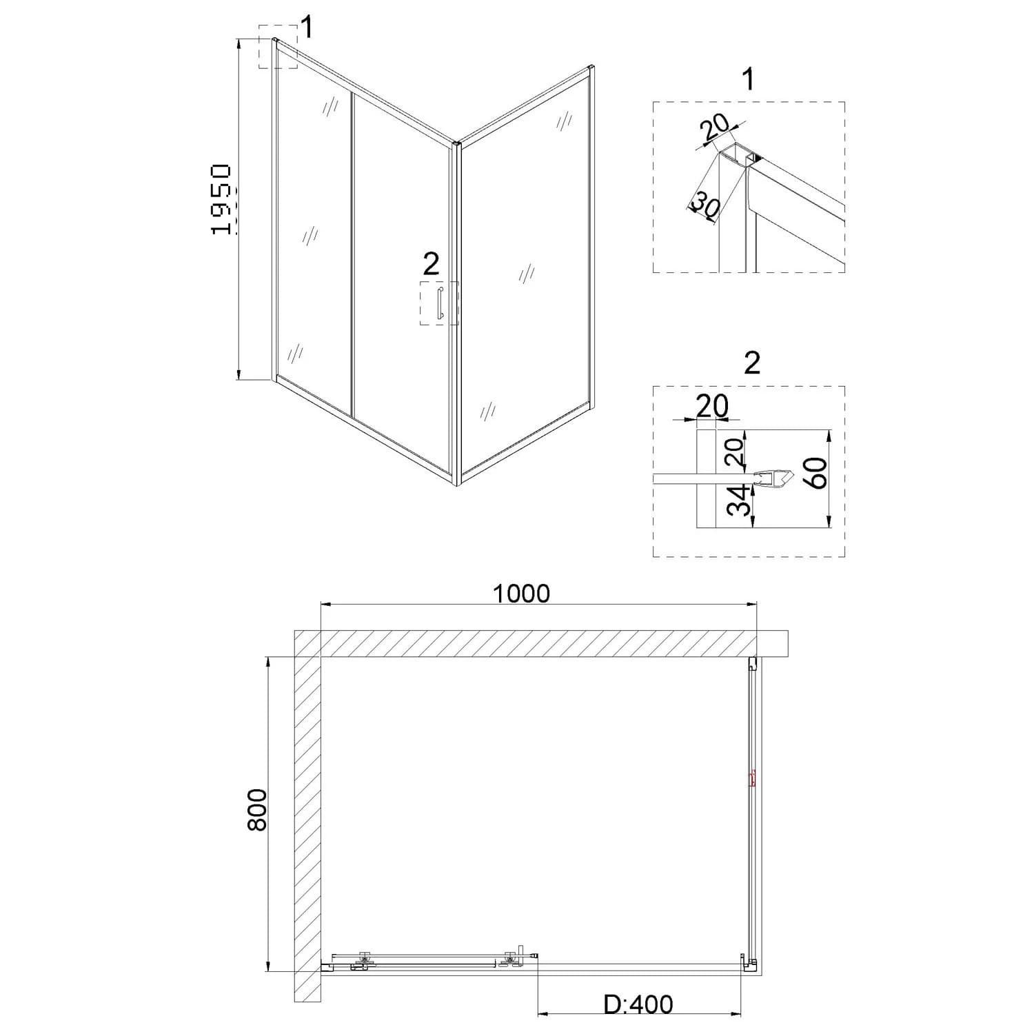 Душевой уголок Niagara Nova NG-42-10AG-A80G 100x80, стекло прозрачное, профиль холодное золото - фото 1