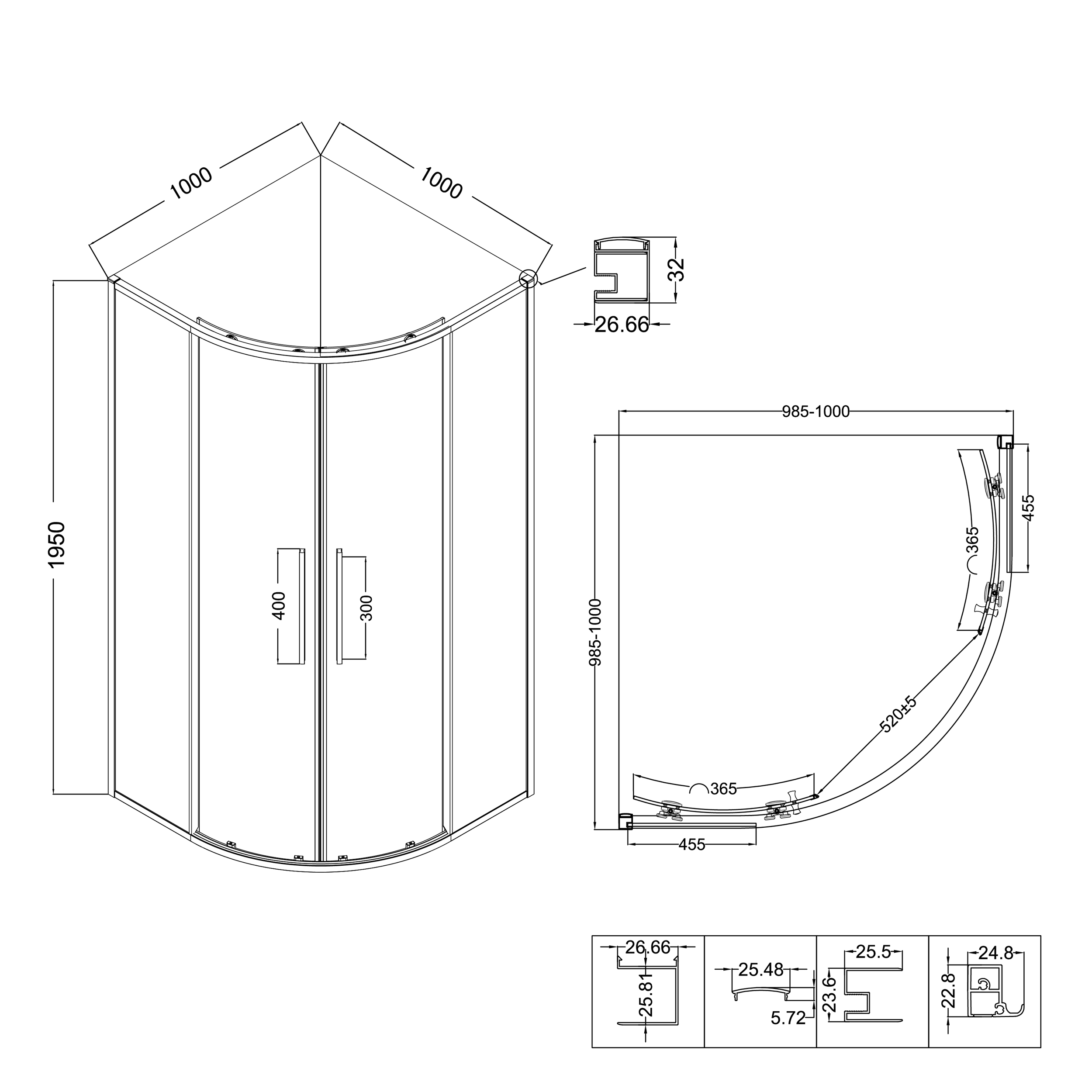 Душевой уголок Niagara Nova NG-2827-34 Black 100x100, стекло тонированное, профиль черный матовый