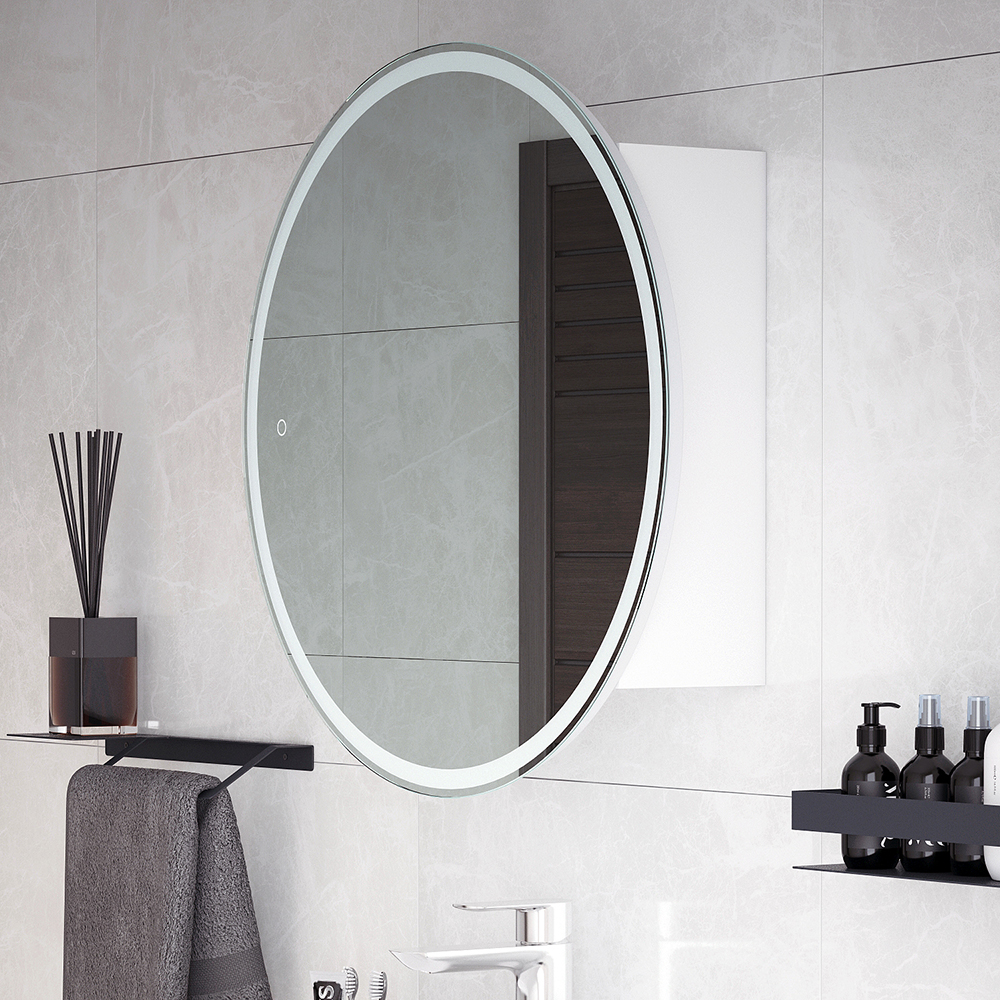 Шкаф-зеркало Corozo Орио 65/С 65x65, с подсветкой, цвет белый