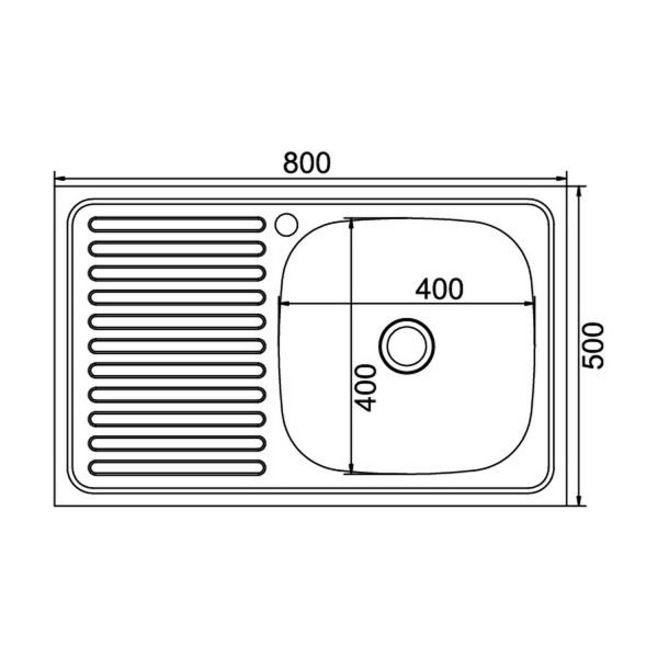 Кухонная мойка Mixline 528173 80x50, с крылом, правая, цвет хром 