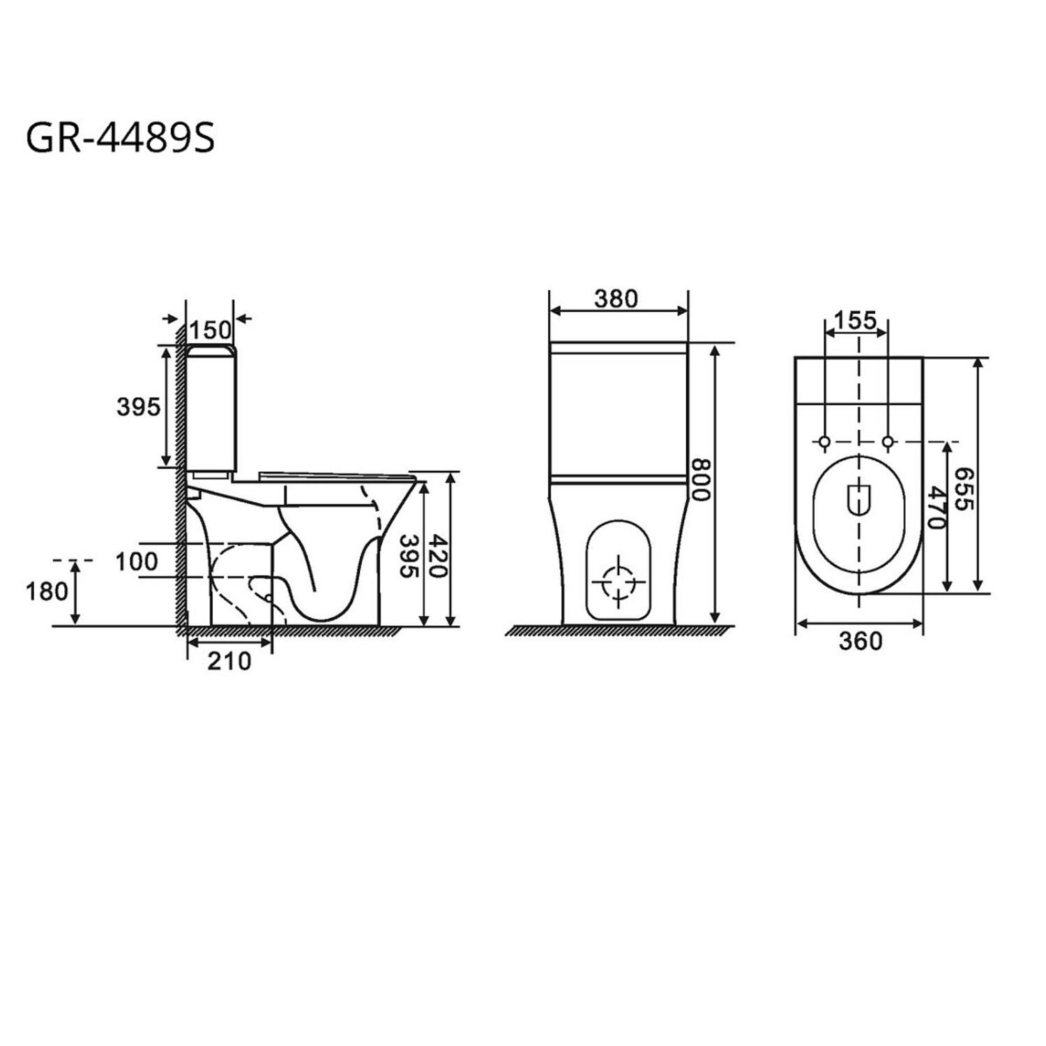 Унитаз Grossman Tornado GR-4489SQ напольный, безободковый, смыв Торнадо, с сиденьем микролифт, цвет белый глянцевый - фото 1