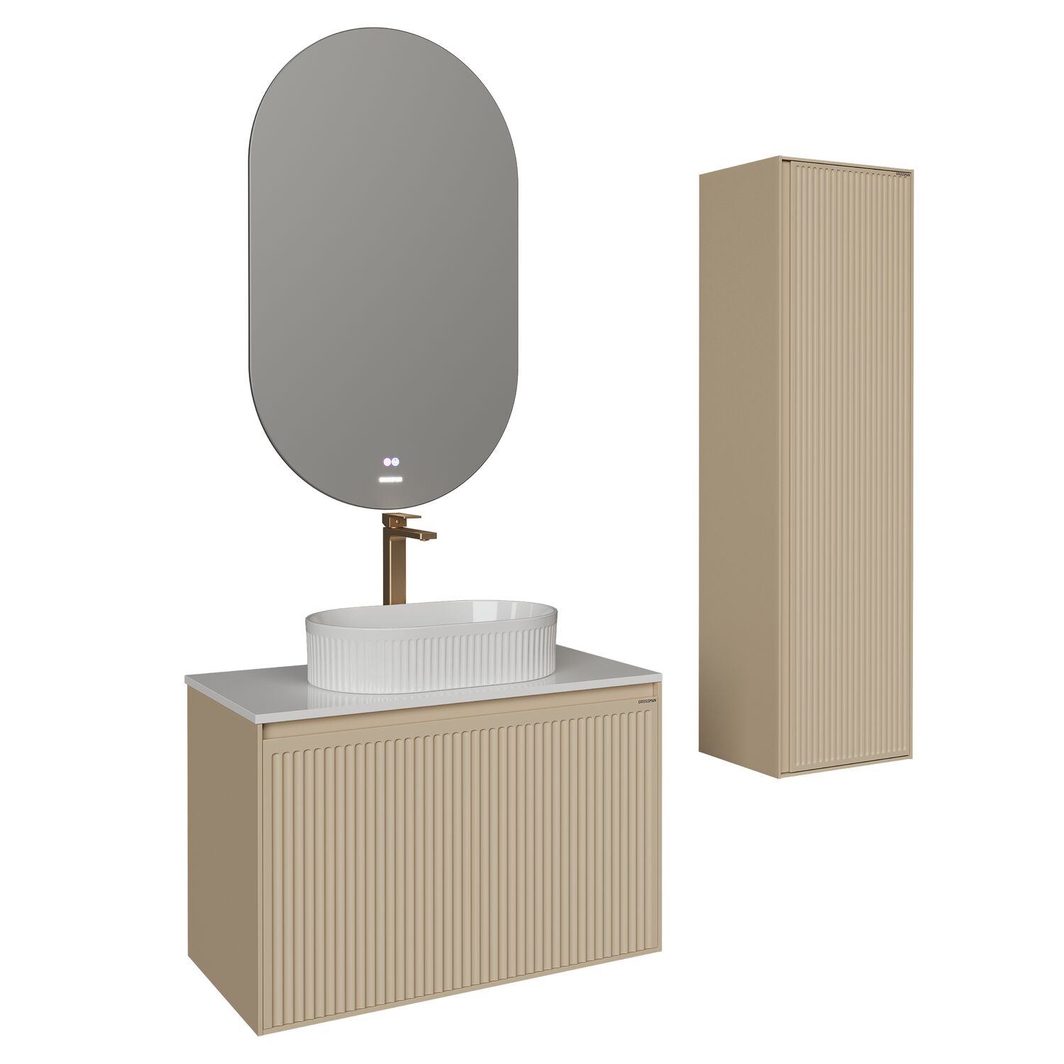 Шкаф-пенал Grossman Кристалл 35, цвет бежевый матовый - фото 1