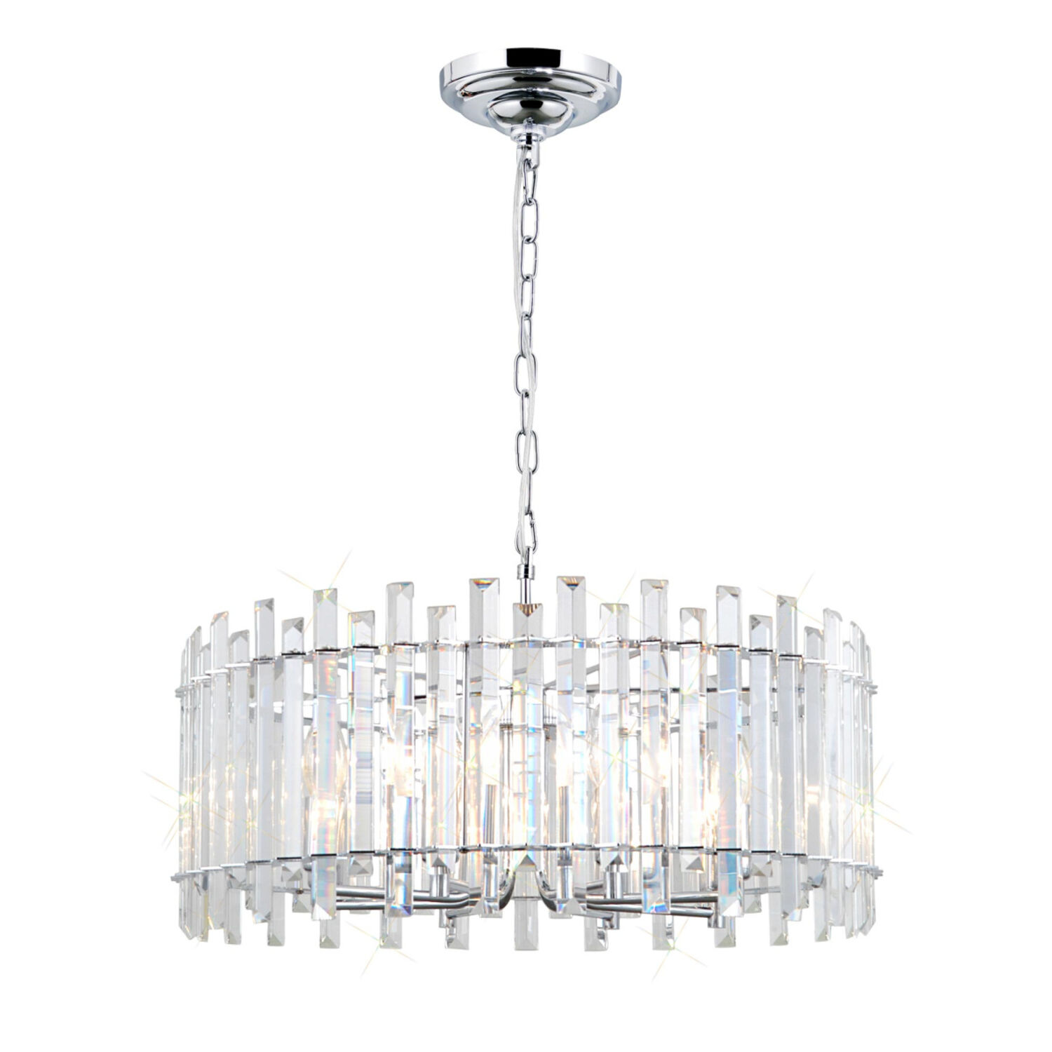 Подвесная люстра Citilux Ингвар CL334181, арматура хром, плафоны хрусталь прозрачный