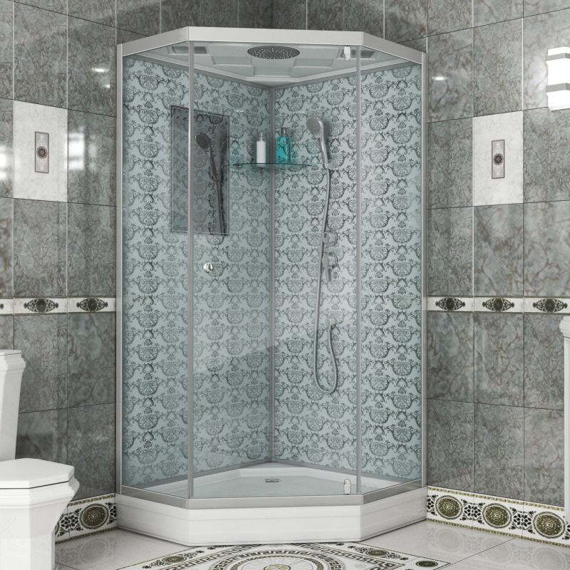 Душевая кабина Niagara Luxe NG-7702DW 100x100, стекло прозрачное, профиль серебро, с крышей