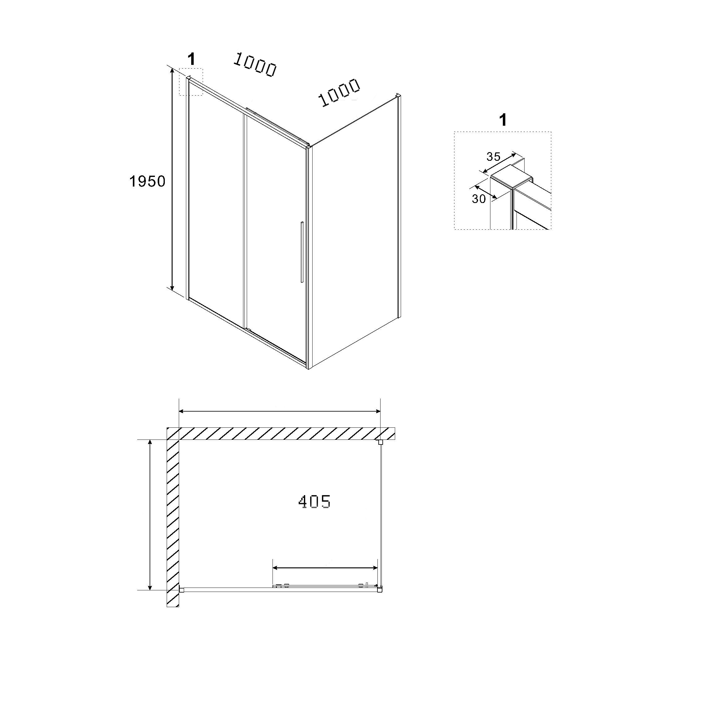 Душевой уголок Niagara Nova NG-84-10AB-A100B-34 100x100, стекло прозрачное, профиль черный матовый