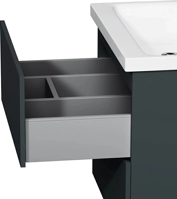 Тумба под раковину AM.PM Gem 60 подвесная, 2 ящика, цвет графит матовый - фото 1