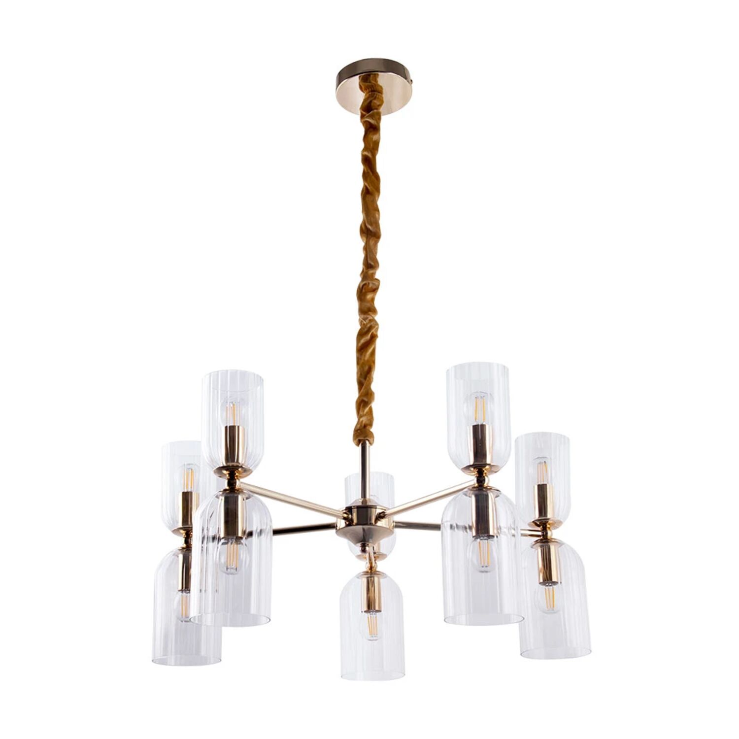 Подвесная люстра Arte Lamp Charm A1623LM-10GO, арматура золото, плафон стекло прозрачное