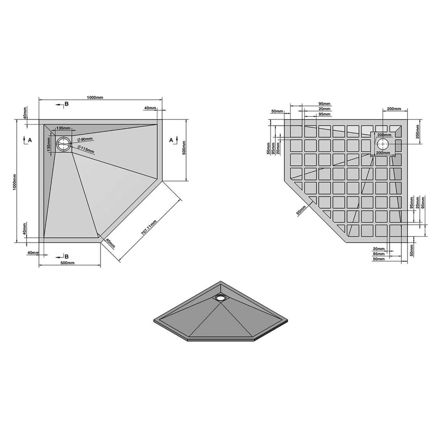 Поддон для душа Vincea VST-4SP1010A 100x100, искусственный камень, цвет антрацит - фото 1