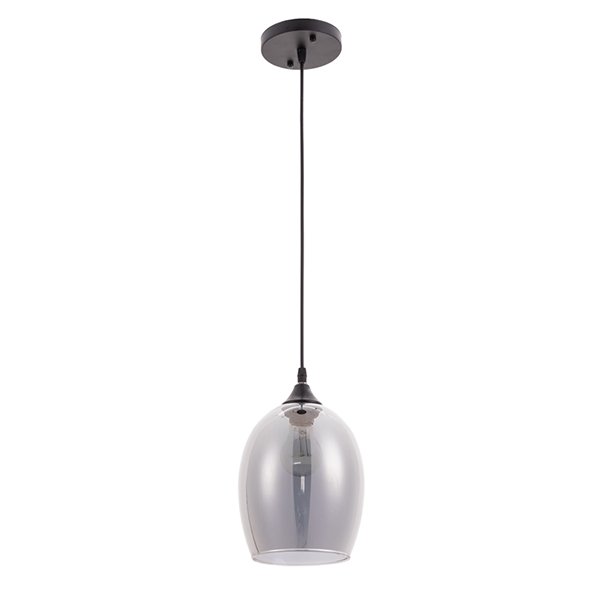 Подвесной светильник Arte Lamp Propus A4344SP-1BK, арматура черная, плафон стекло дымчатое, 17х17 см