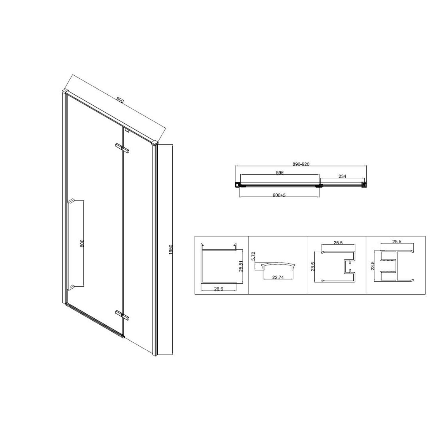 Душевая дверь Vincea Slim-N VDPH-5SN 90x195, стекло прозрачное, профиль вороненая сталь - фото 1