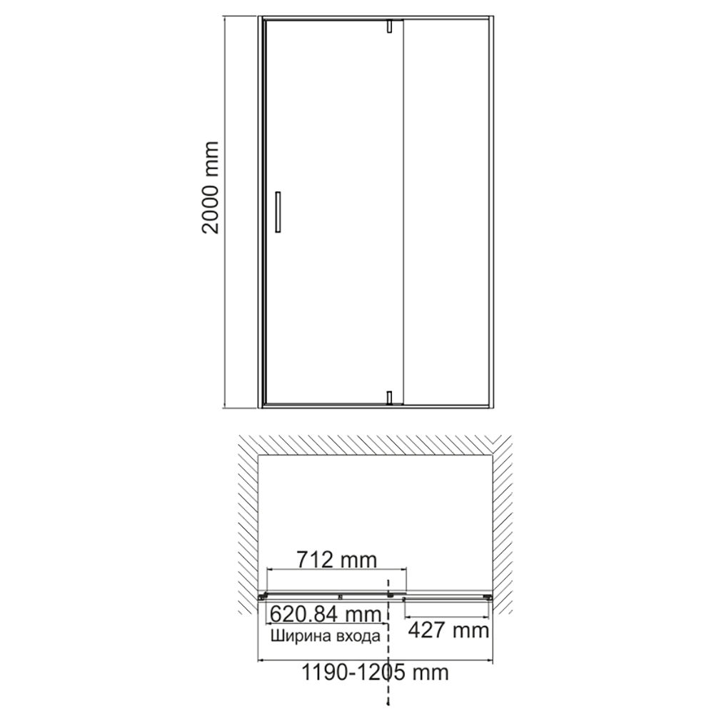 Душевая дверь WasserKRAFT Aisch WasserSchutz 55P05 120x200, стекло прозрачное, профиль золото матовое - фото 1