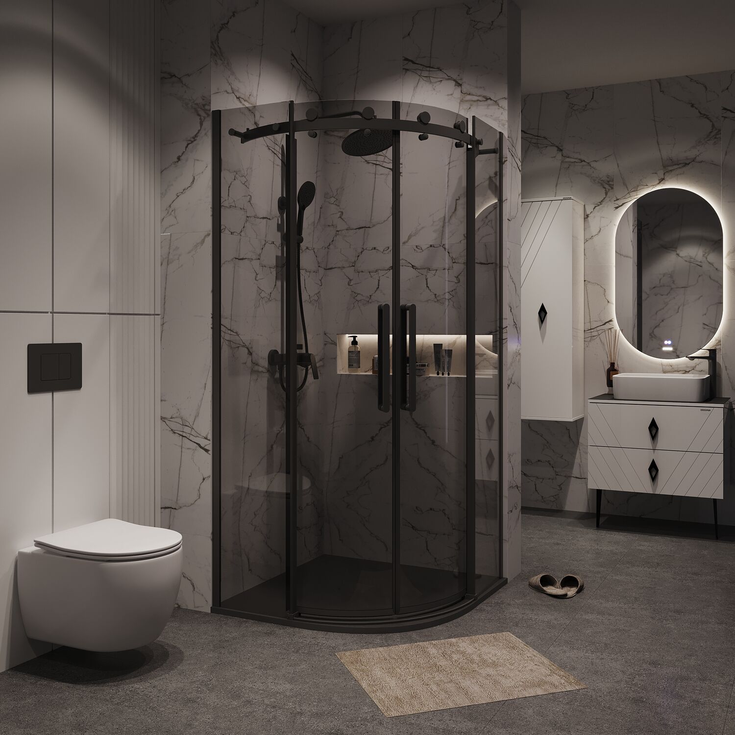 Душевой уголок Grossman Classic 301.K33.04.9090.21.10 90х90, стекло тонированное, профиль черный матовый - фото 1