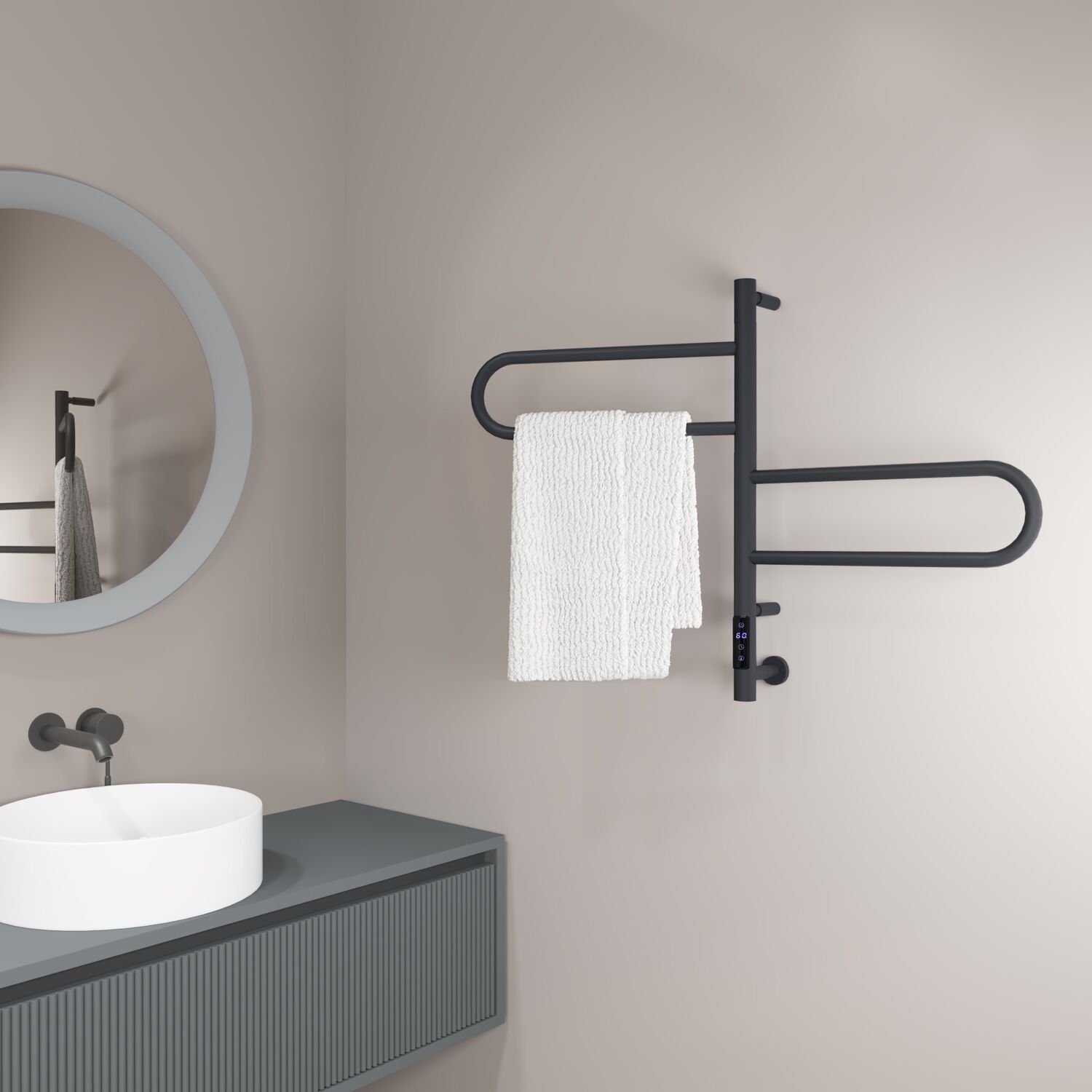 Полотенцесушитель Vincea VTD-1R1CGE 44x60 электрический, цвет графит - фото 1