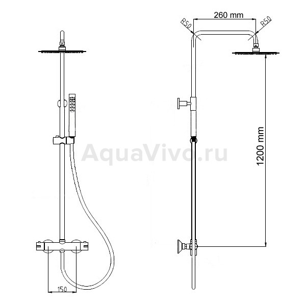 Душевая стойка RGW Shower Panels SP-21 с верхним душем и термостатическим смесителем, цвет хром - фото 1