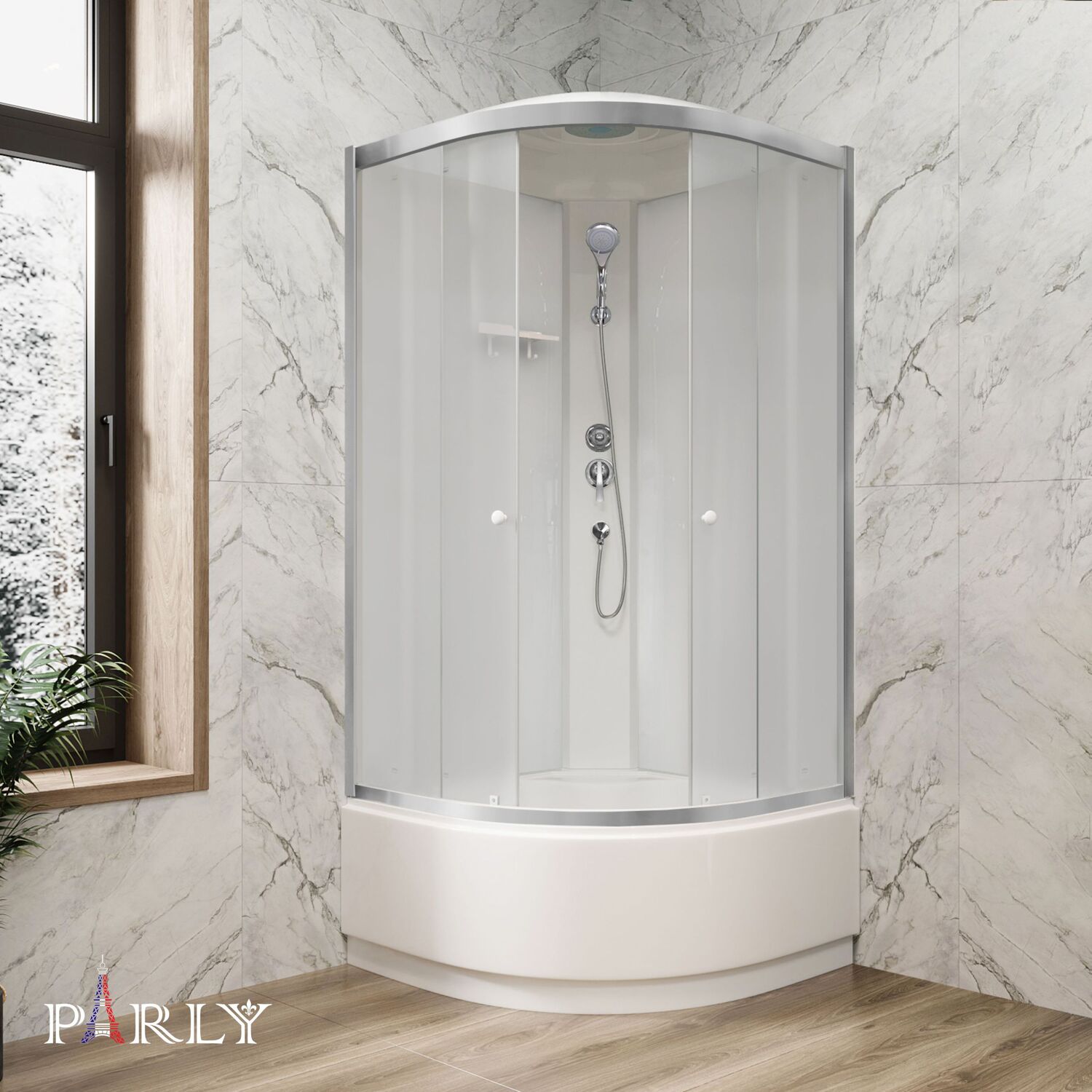 Душевая кабина Parly Bett 921 90х90, стекло матовое, профиль хром матовый, с крышей