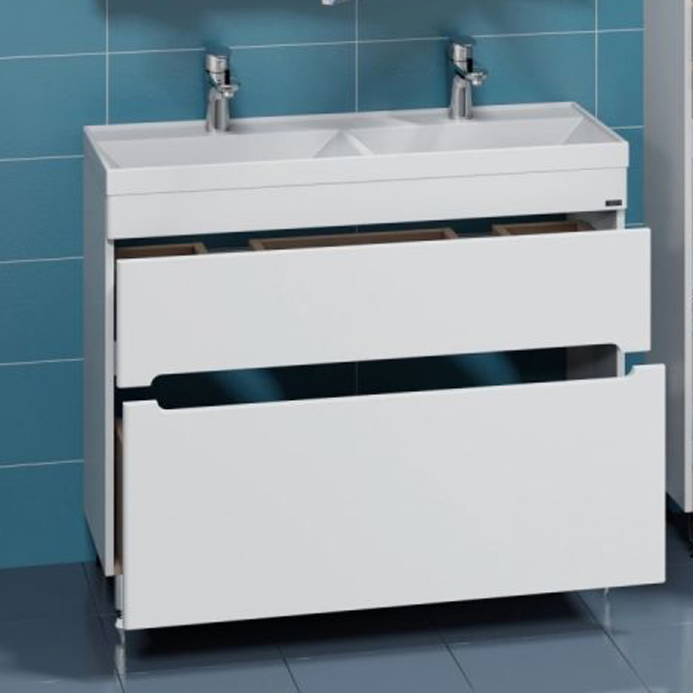 Тумба под раковину Санта Лондон 100/2 напольная, с ящиками, цвет белый - фото 1