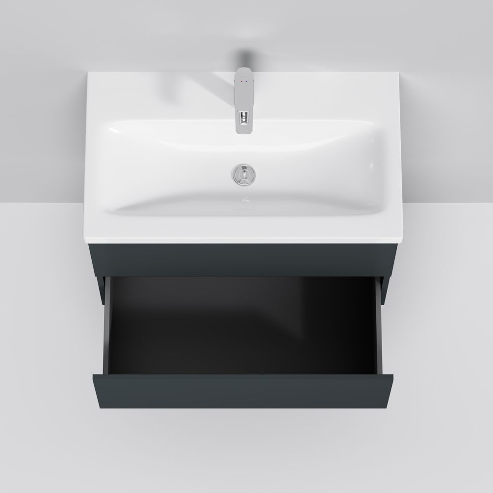 Тумба под раковину AM.PM Gem 60 подвесная, 2 ящика, цвет графит матовый - фото 1