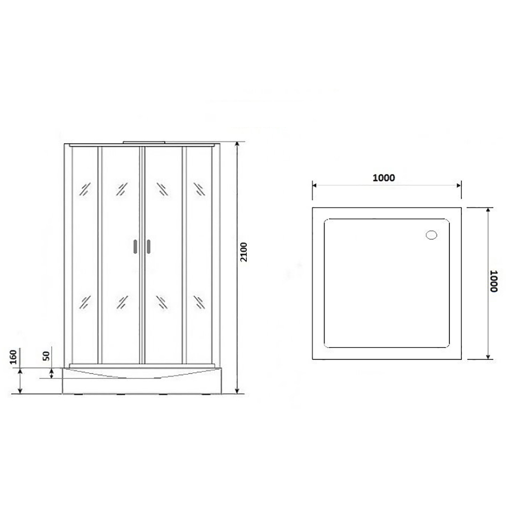 Душевая кабина Niagara Premium NG-6902-01GQ BLACK 100х100, стекло тонированное, профиль черный матовый, с крышей, с гидромассажем, с пультом управления - фото 1