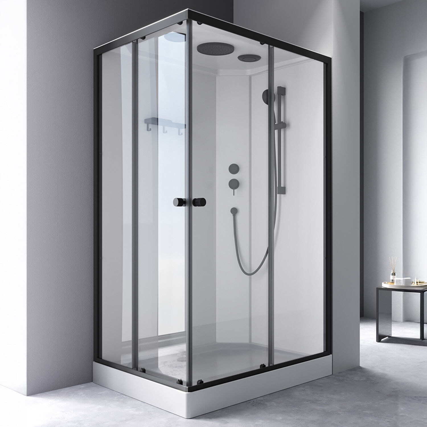 Душевая кабина AM.PM X-Joy 120x90, стекло прозрачное, профиль черный матовый - фото 1
