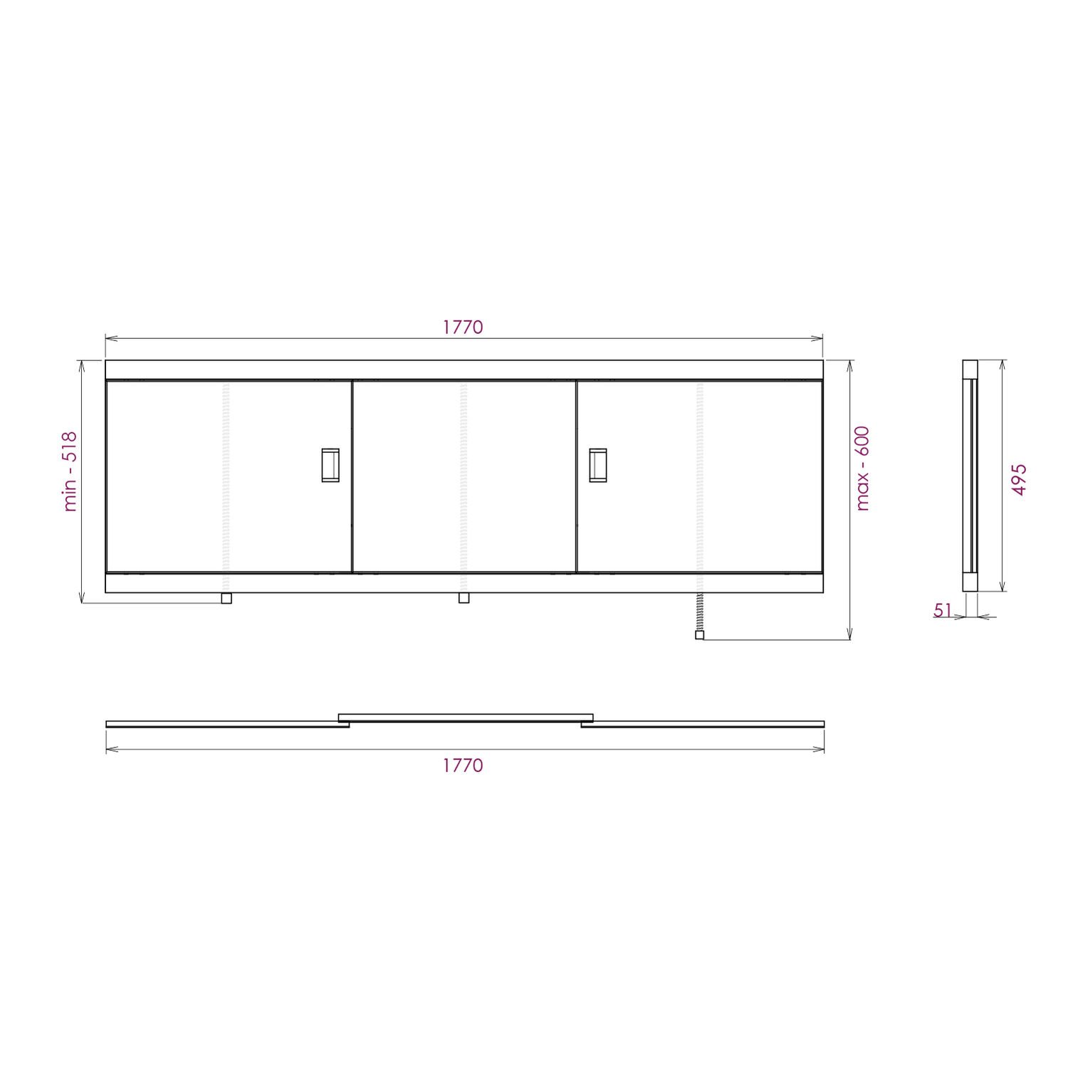 Экран для ванны Оника Монако Эконом 180, цвет белый - фото 1