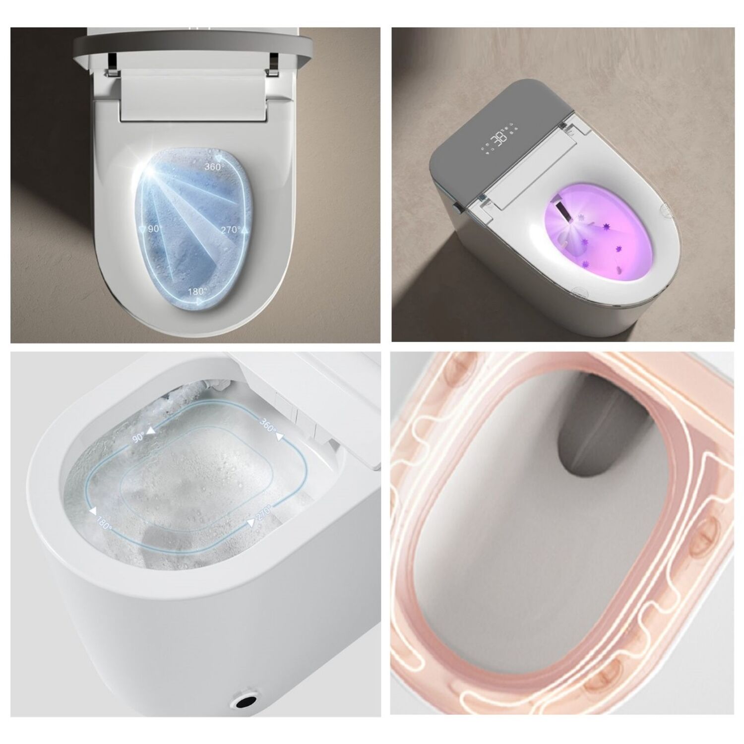 Унитаз CeruttiSPA Ester Smart CT10617 приставной, с импульсным смывом, с сиденьем микролифт, цвет белый - фото 1