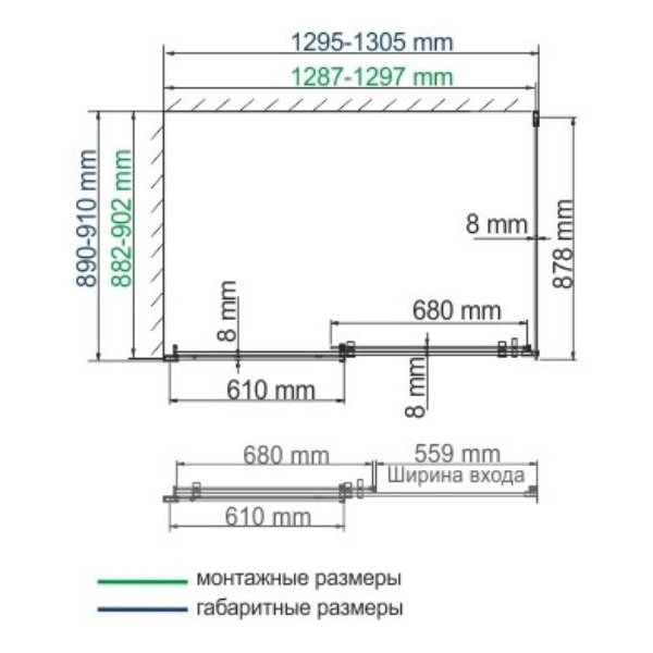 Душевой уголок WasserKRAFT Alme WasserSchutz 15R33 130x90, стекло прозрачное, профиль серебристый