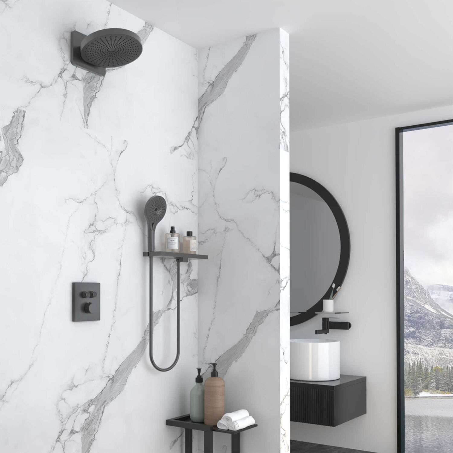 Душевой комплект Vincea Inspire VSFW-3I21MT1RGM, встраиваемый, цвет вороненая сталь - фото 1