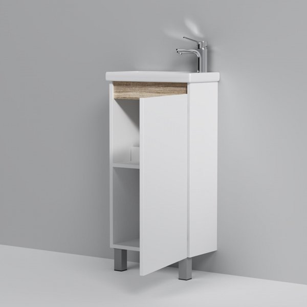 Тумба под раковину AM.PM X-Joy 45 напольная, цвет белый глянец/дерево