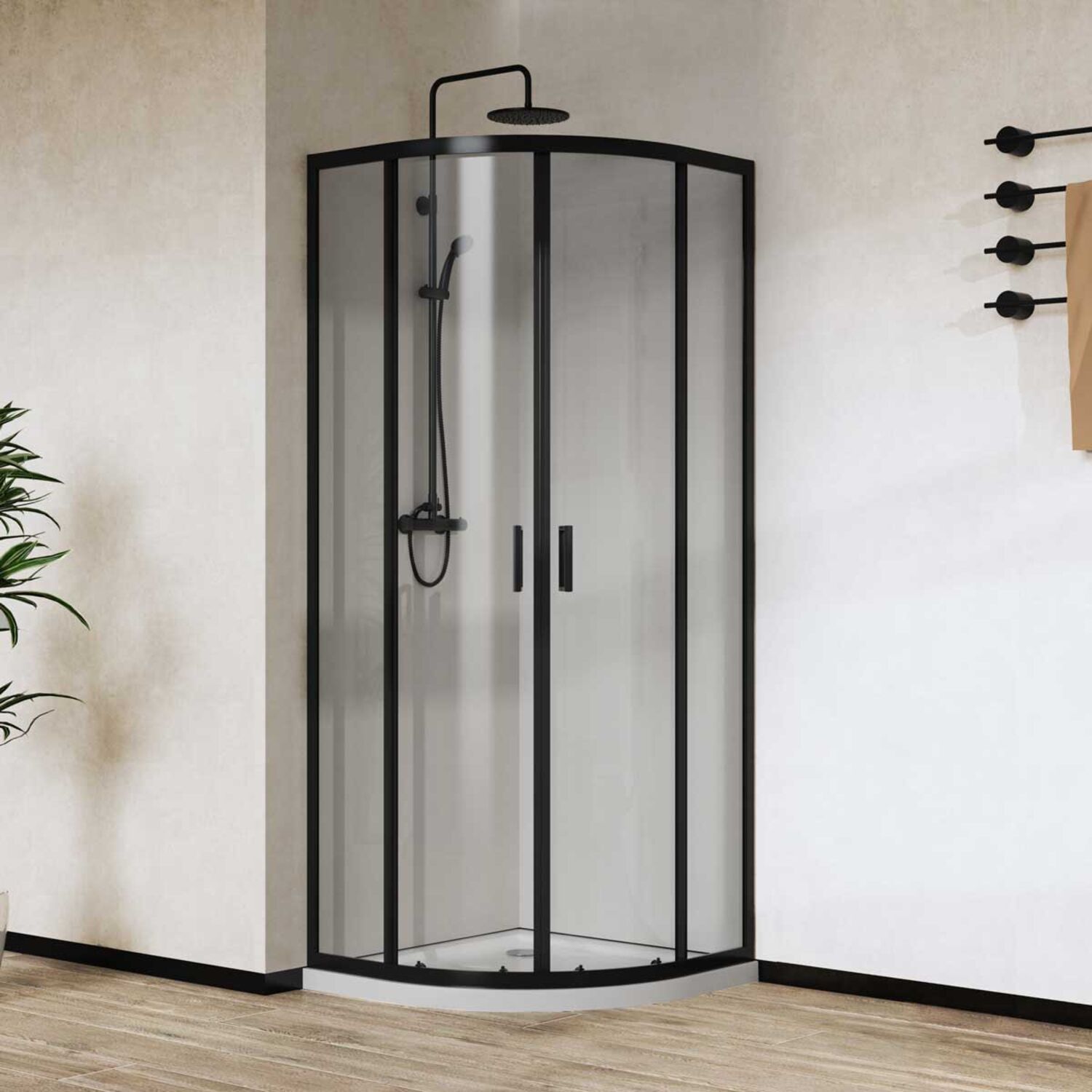 Душевой уголок Vincea City VSQ-5CT 90x90, стекло прозрачное, профиль черный матовый