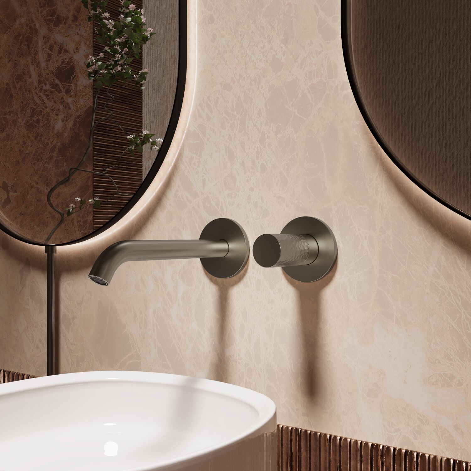 Смеситель Vincea Aura VBFW-6AU1GM для раковины, встраиваемый, цвет вороненая сталь - фото 1