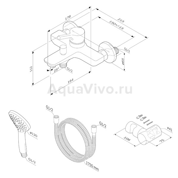 Смеситель AM.PM X-Joy S F85B15000 для ванны с душем, цвет хром