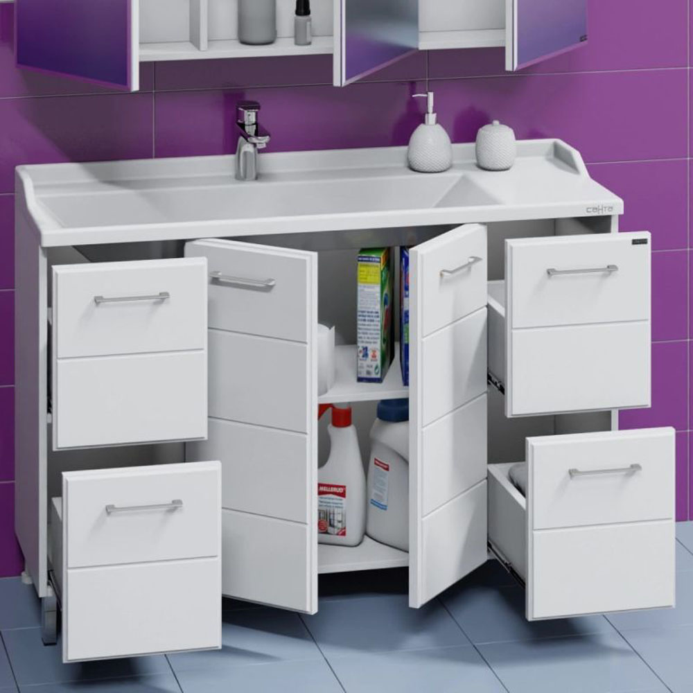 Тумба под раковину Санта Омега 120 напольная, цвет белый - фото 1