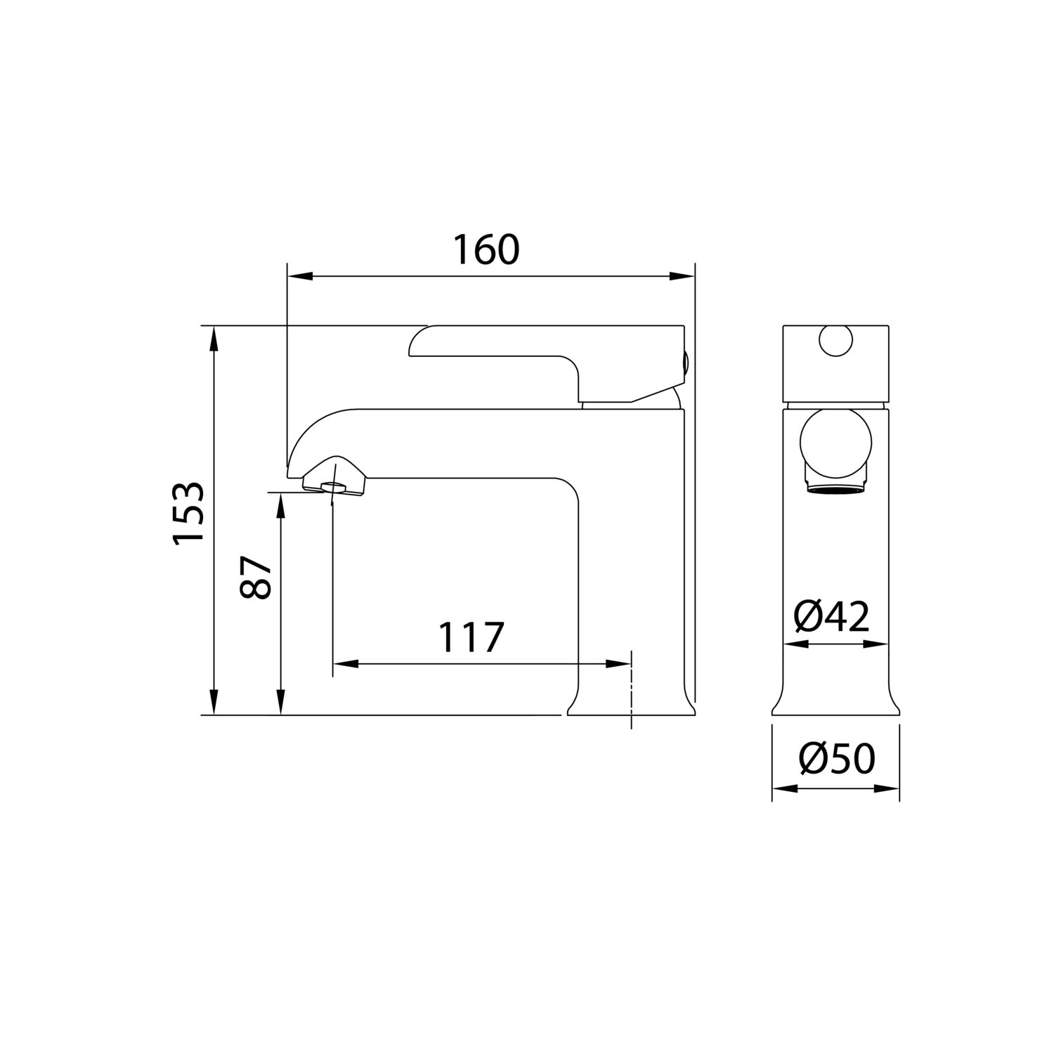 Смеситель Grossman Alba 510.K35.06.100/210 для раковины, цвет хром / черный - фото 1