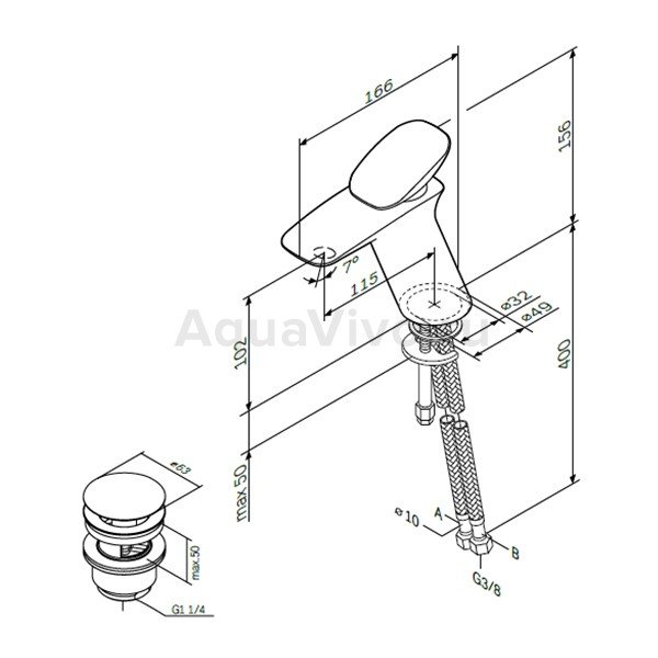 Смеситель AM.PM Spirit V2.0 F70A82100 для раковины, с донным клапаном