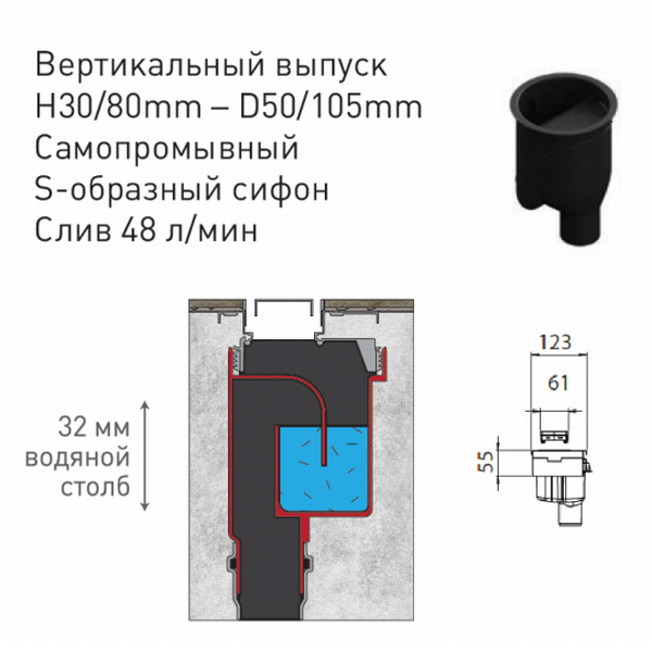 Душевой лоток Berges В1 Keramik 091016 с решеткой 50x6 см, прямой выпуск, цвет хром глянец