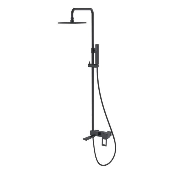 Душевая стойка Boheme Q BlackBlack 148-BB, с верхним душем, смесителем, цвет черный