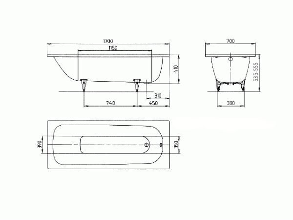 Ванна Kaldewei Saniform Plus 363-1 стальная 170х70 c покрытиями Perl-Effekt и anti-slip